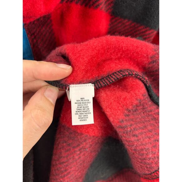 Bonobos Buffalo Plaid Snap Fleece Pullover Red Black Check Men’s Size M - Picture 3 of 8